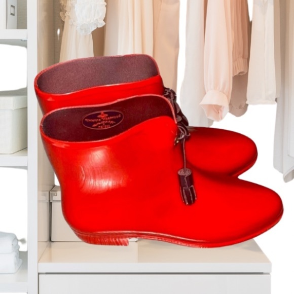 Vivienne Westwood x Melissa Rain Boots Women’s Size 8, Red, Made in Brazil, NWOT - Picture 1 of 13